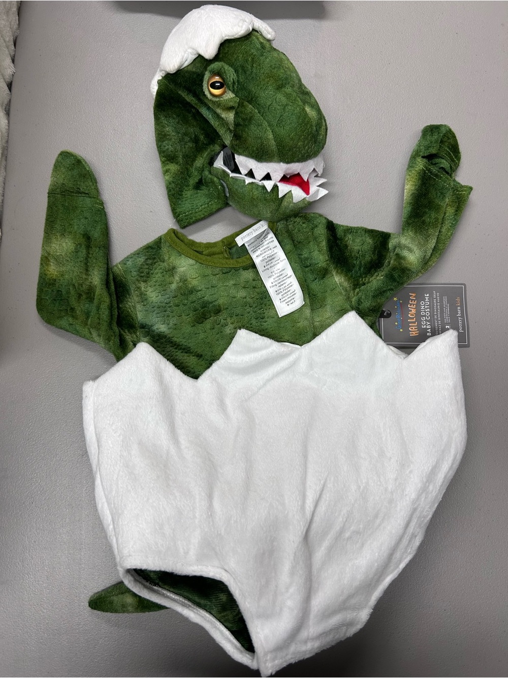 Pottery Barn T-Rex Hatching Egg Baby Dinosaur Halloween Costume 12-24 Month NWT - Picture 5 of 9